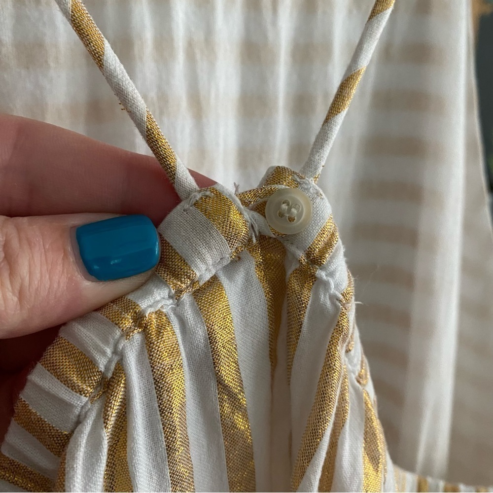 Velveteen White Metallic Gold Stripe Lara Sundress 14 - Picture 11 of 13